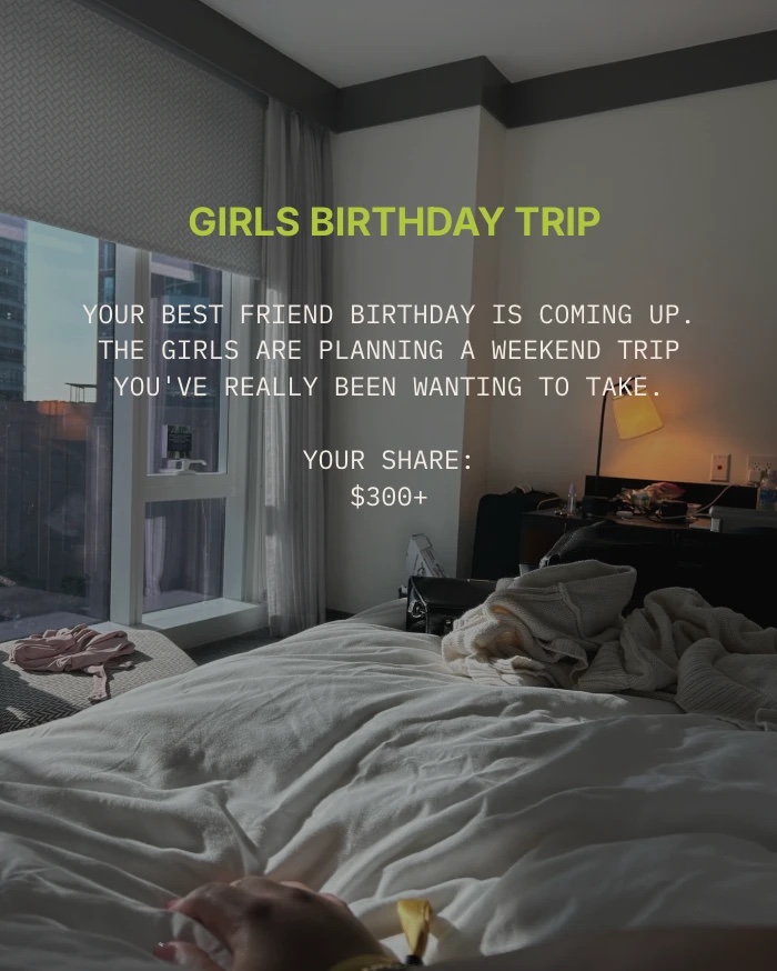 Becoming Fully Funded carousel: Girls birthday trip: your share is $300 or more