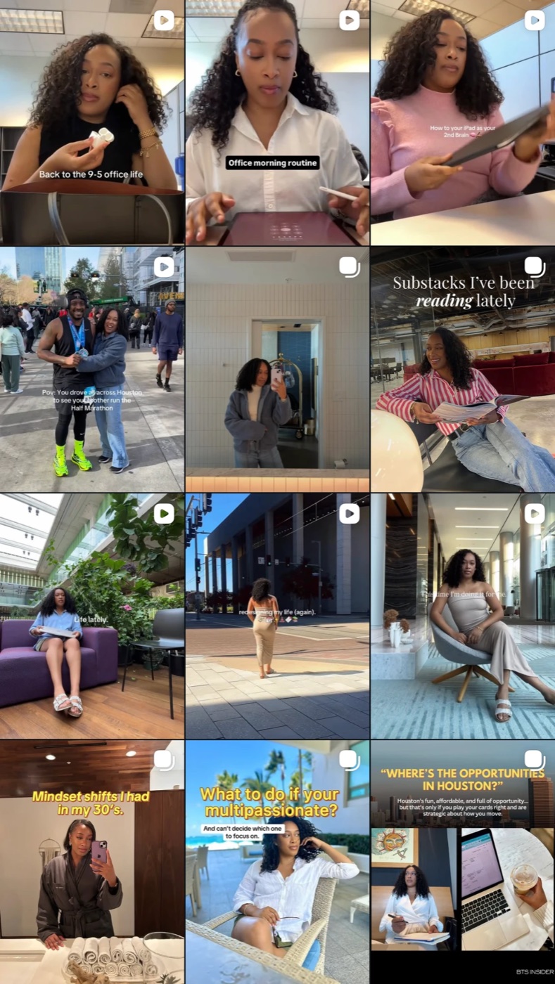 Ty's feed before the series: lifestyle videos with no shared look