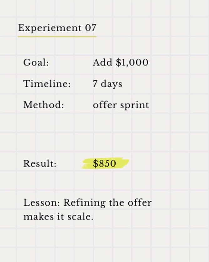 Becoming Fully Funded post: Experiment 07: add $1,000 in 7 days