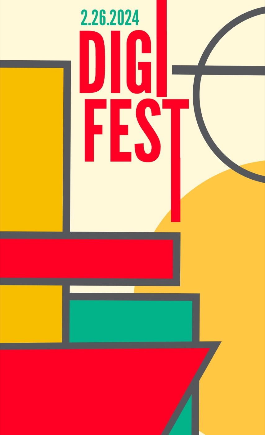 Early DIGI Fest direction with bright color blocks