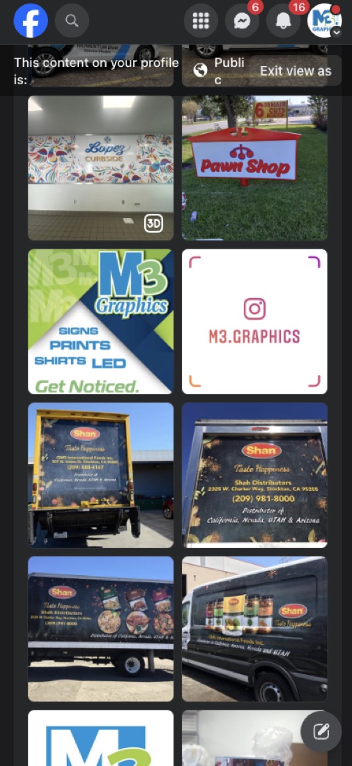 M3's feed before: signs and printed graphics