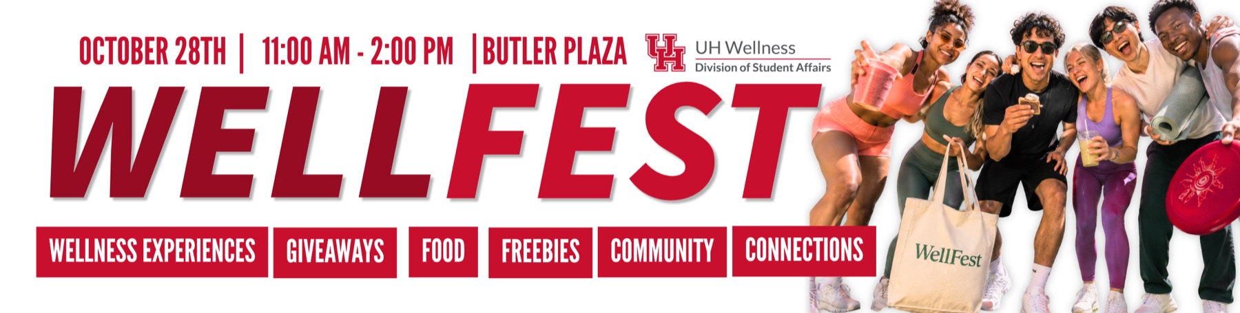 WellFest digital banner on campus screen, frame 1