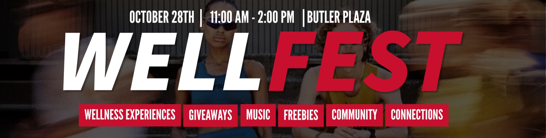 WellFest digital banner on campus screen, frame 3