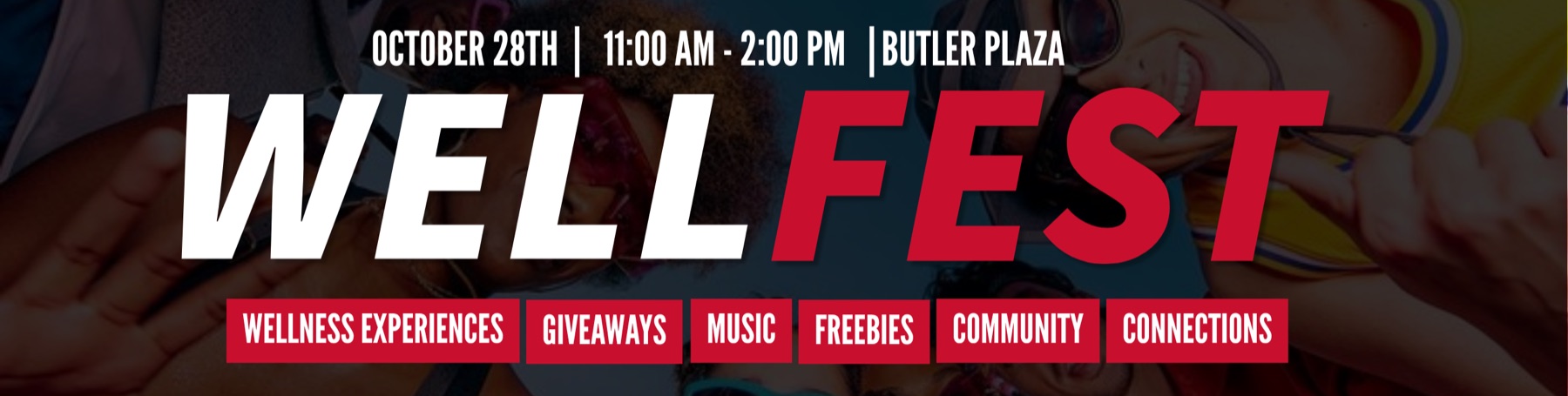 WellFest digital banner on campus screen, frame 4