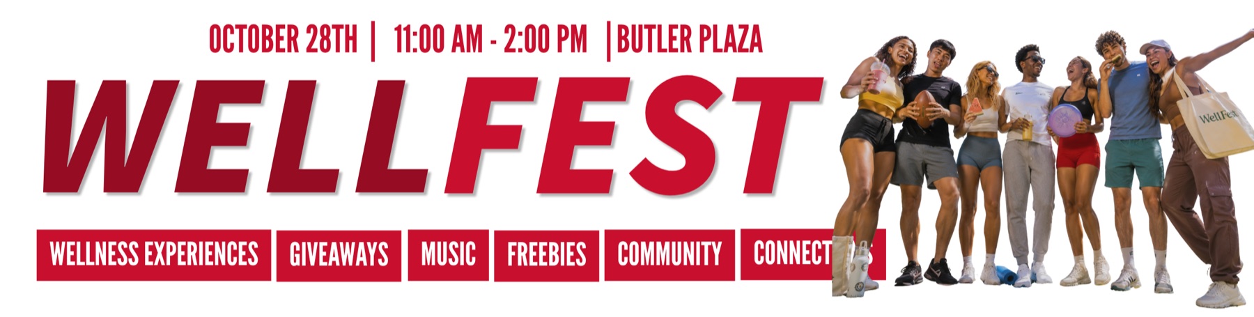 WellFest digital banner on campus screen, frame 5
