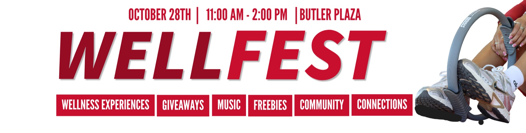 WellFest digital banner on campus screen, frame 6